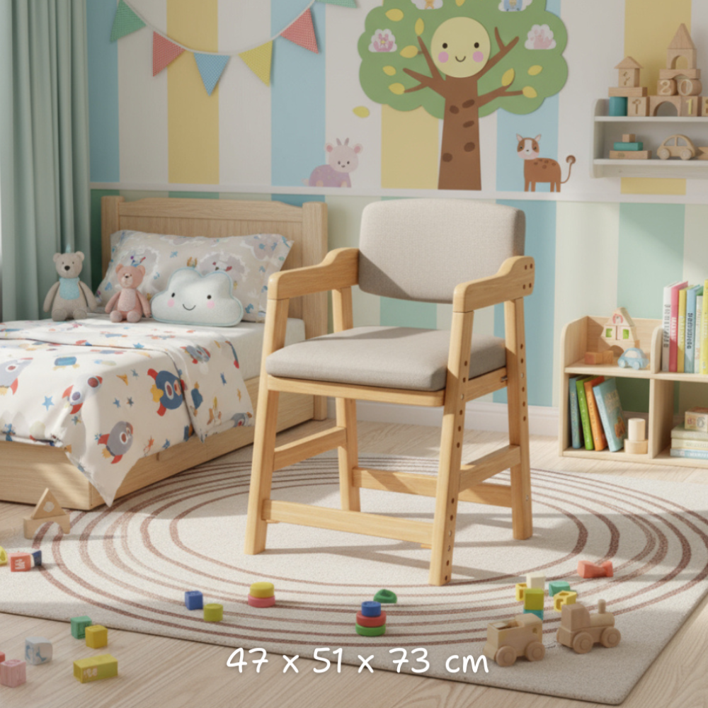 Adjustable montessori wooden kids chair for dining and study. Safe, ergonomic, and durable design that grows with your child in comfort and style.
