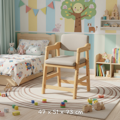 Adjustable montessori wooden kids chair for dining and study. Safe, ergonomic, and durable design that grows with your child in comfort and style.