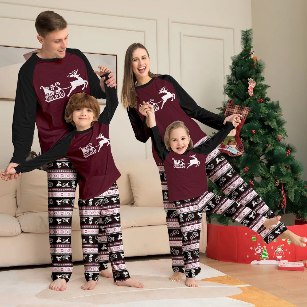 Cute Christmas deer family pajamas. Soft pullover set for parents and kids, perfect for holiday photos, cozy nights, and festive family traditions.
