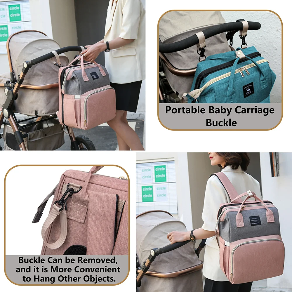 2-in-1 folding diaper backpack with portable crib. Lightweight, waterproof, and perfect for travel, outings, and daily baby care.
