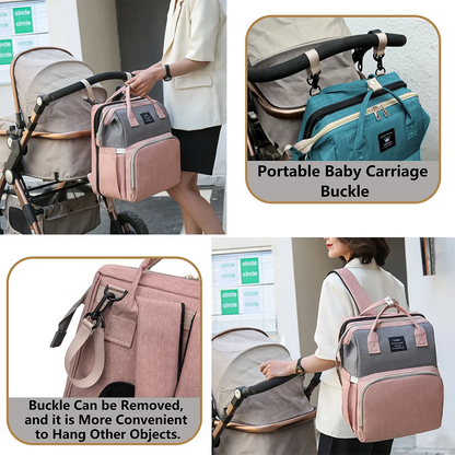2-in-1 folding diaper backpack with portable crib. Lightweight, waterproof, and perfect for travel, outings, and daily baby care.