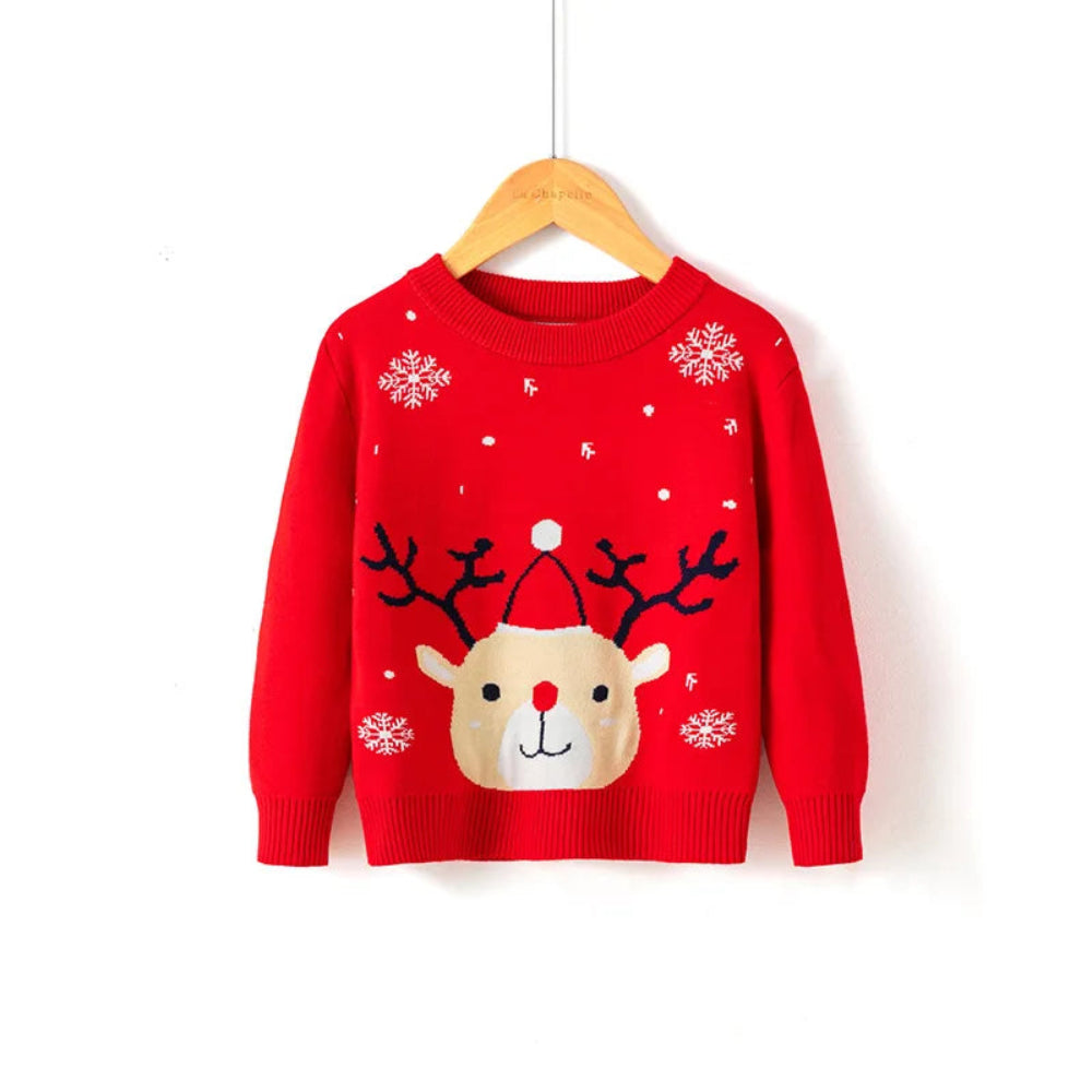 Cute cartoon Christmas sweater for kids. Soft, cozy, and breathable knit — perfect for winter warmth, playtime, and festive celebrations.