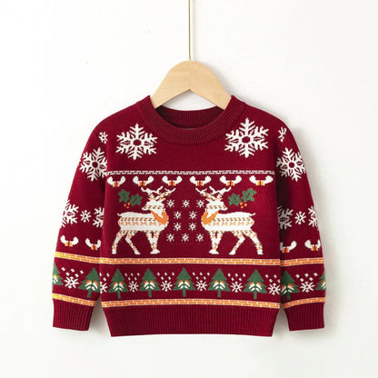 Cute cartoon Christmas sweater for kids. Soft, cozy, and breathable knit — perfect for winter warmth, playtime, and festive celebrations.