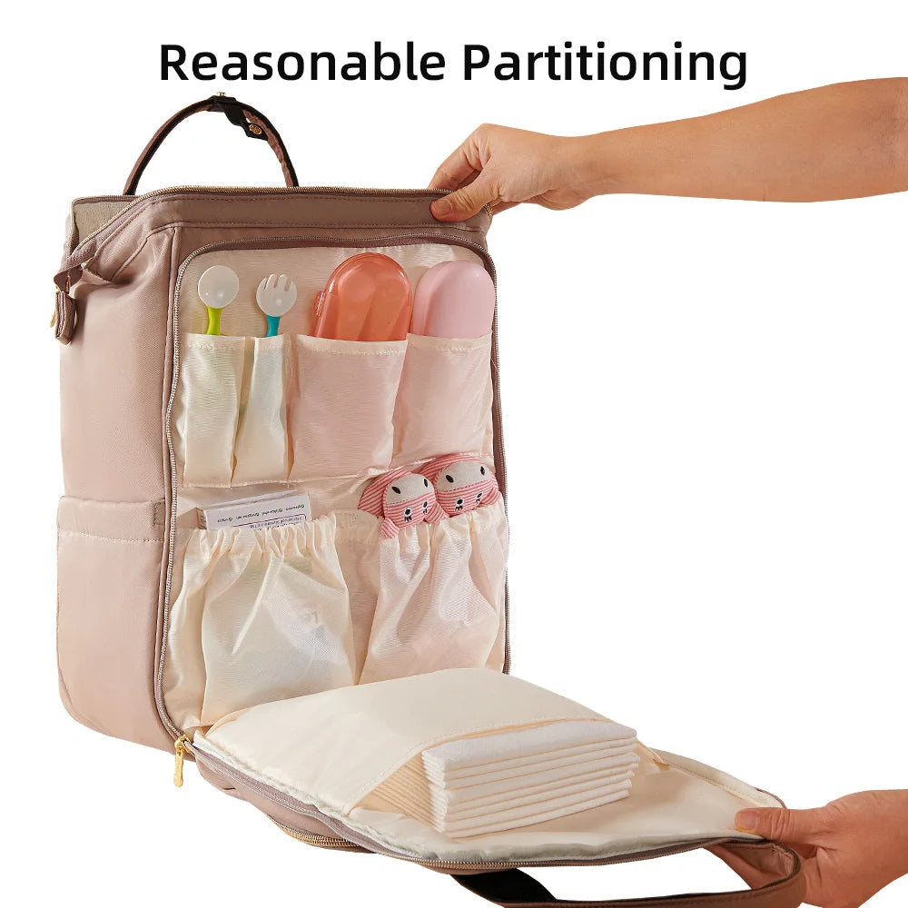 Spacious waterproof diaper backpack for moms and dads. Stylish, durable, and perfect for travel and everyday baby care.