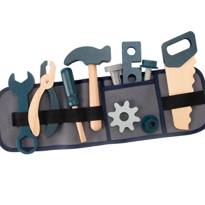 Wooden tool play set for kids. Safe, realistic, and fun role play that builds creativity, coordination, and hands-on learning.