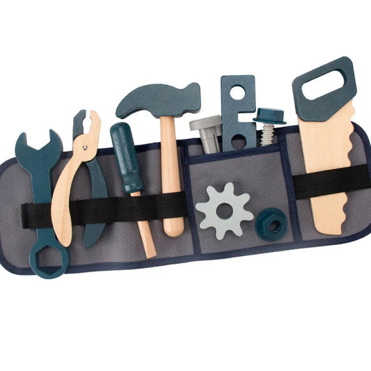 Wooden tool play set for kids. Safe, realistic, and fun role play that builds creativity, coordination, and hands-on learning.