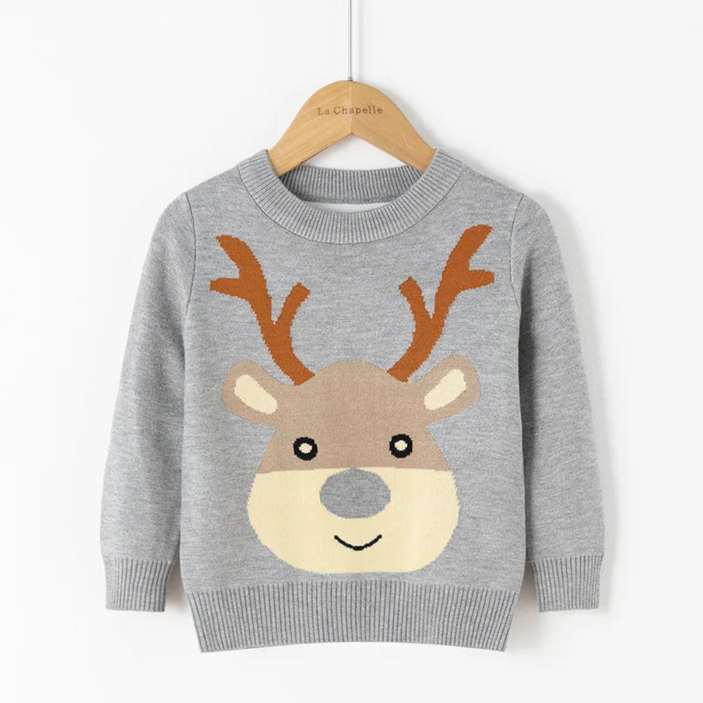 Cute cartoon Christmas sweater for kids. Soft, cozy, and breathable knit — perfect for winter warmth, playtime, and festive celebrations.