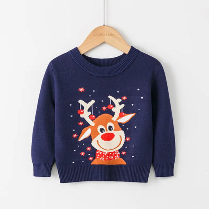 Cute cartoon Christmas sweater for kids. Soft, cozy, and breathable knit — perfect for winter warmth, playtime, and festive celebrations.
