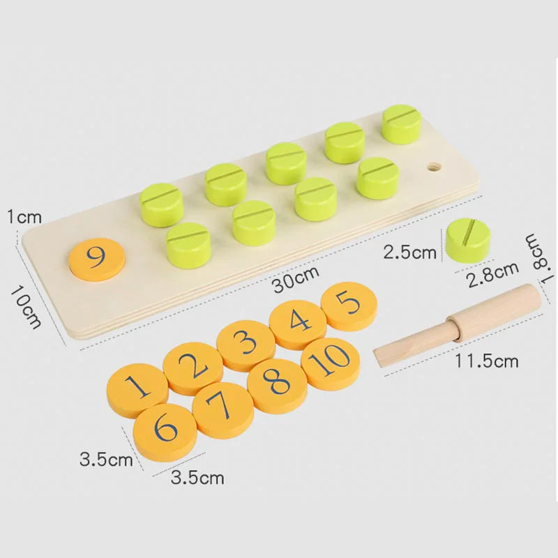 Children Wooden Screw Nut Combination Disassembly Counting Board Building Blocks Montessori Math Game Educational Toys For Kids