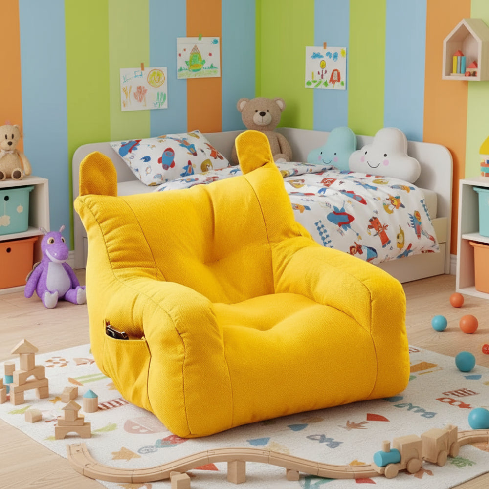Cute montessori bear kids sofa chair. Soft, safe, and comfy seating for reading or playtime — perfect for cozy bedrooms, nurseries, and play corners.