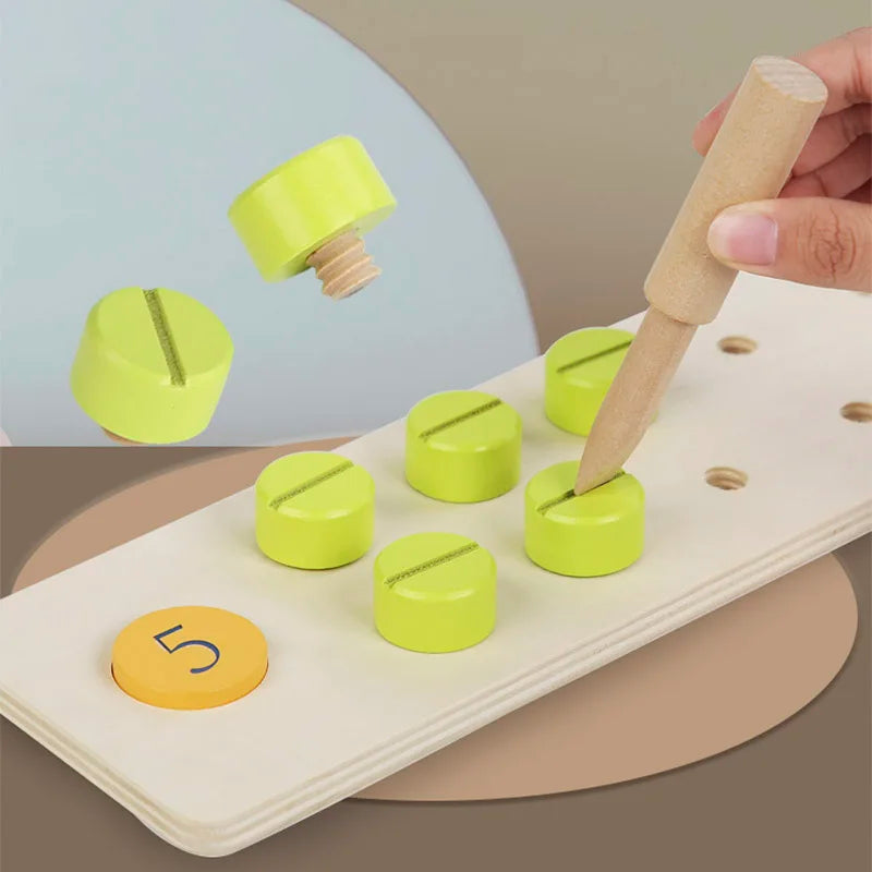 Children Wooden Screw Nut Combination Disassembly Counting Board Building Blocks Montessori Math Game Educational Toys For Kids