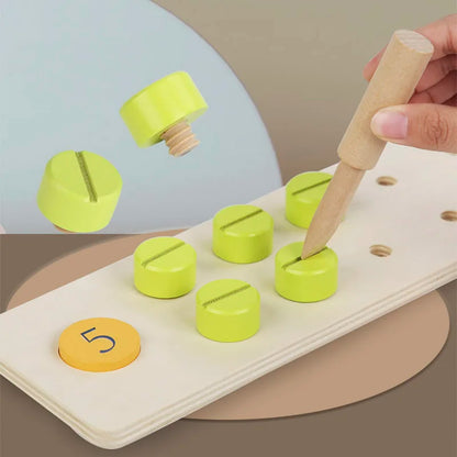 Children Wooden Screw Nut Combination Disassembly Counting Board Building Blocks Montessori Math Game Educational Toys For Kids