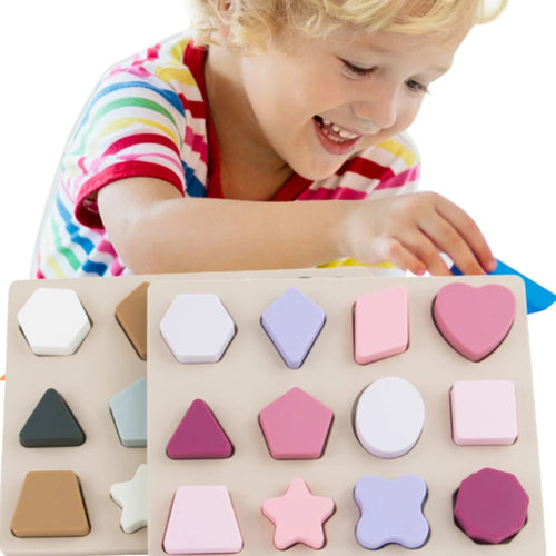 Soft silicone Montessori shape puzzle for kids. Safe, colorful, and sensory toy that builds logic, coordination, and early learning skills.