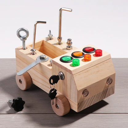 Wooden LED Busy Board Car for Kids (3–6 Years)