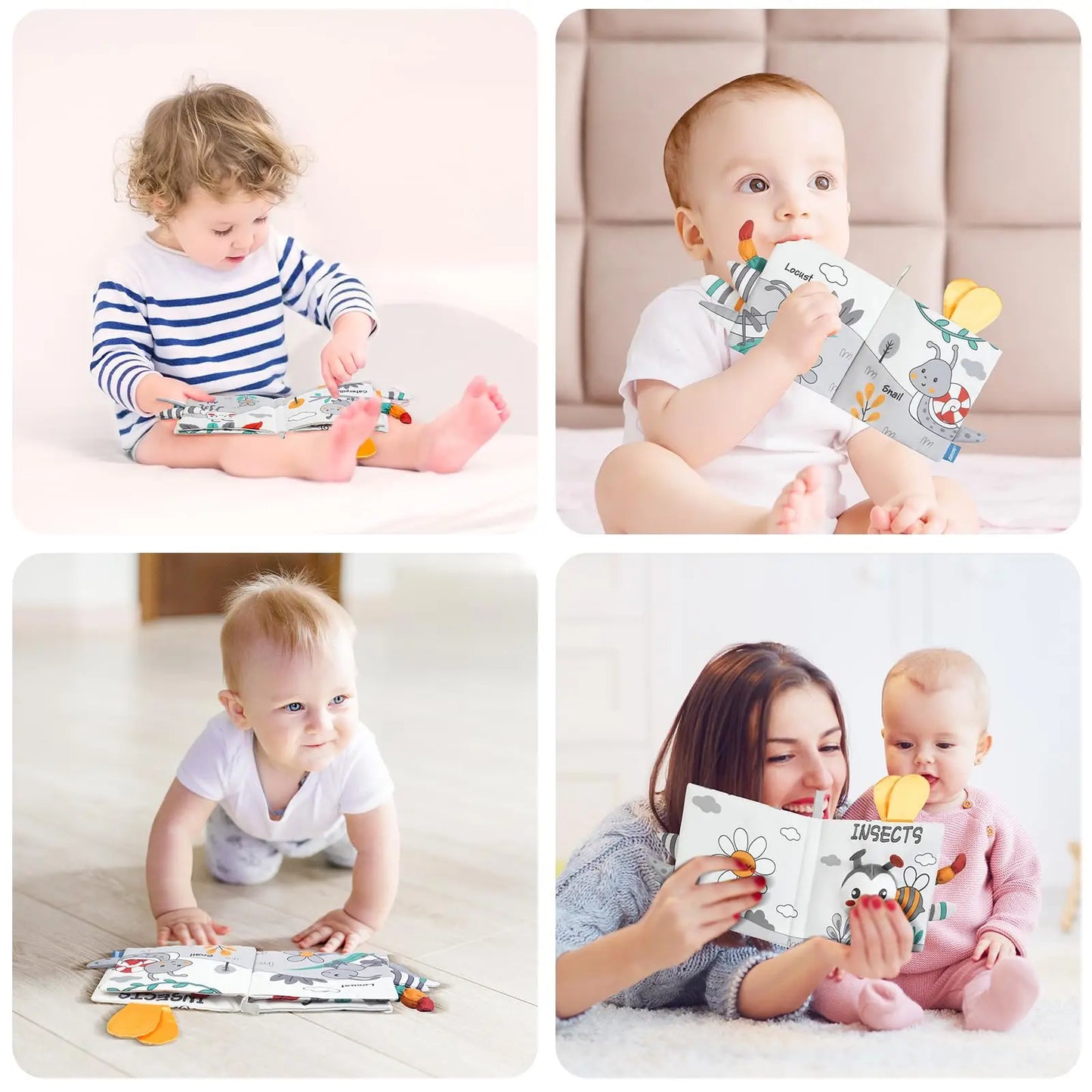 Soft Baby Books Toys 3D Touch and Feel Crinkle Cloth Books Babies Infant Kids Touch and Feel Crinkle for Infants Toddler Gifts