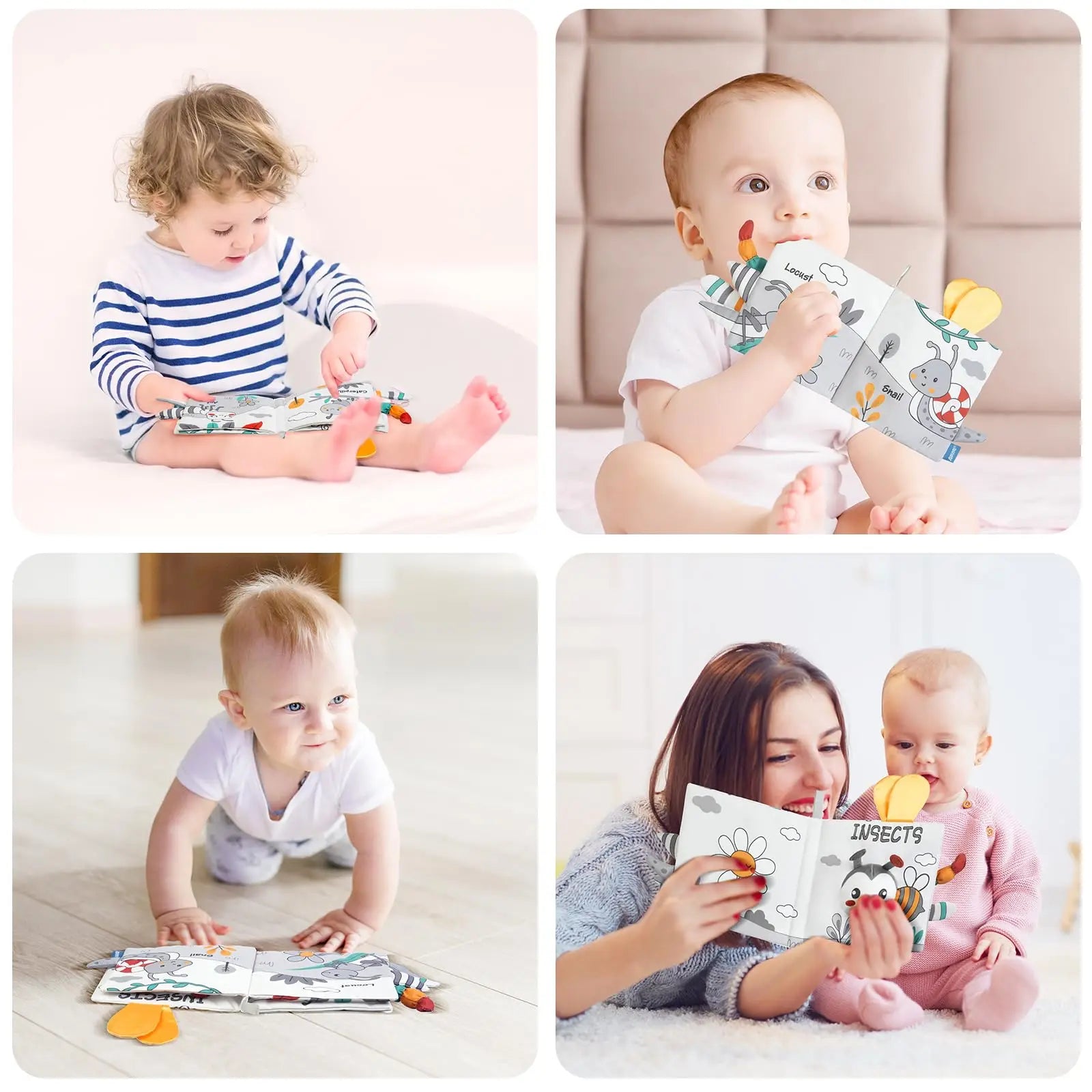 Soft Baby Books Toys 3D Touch and Feel Crinkle Cloth Books Babies Infant Kids Touch and Feel Crinkle for Infants Toddler Gifts