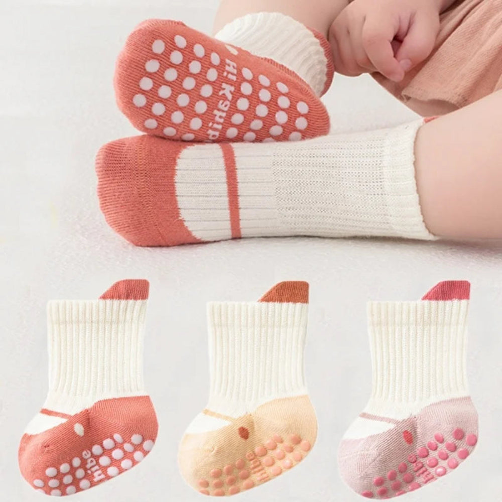 Soft cotton anti-slip socks for boys and girls. Safe, breathable, and comfy—perfect for playtime and daily wear all year round.