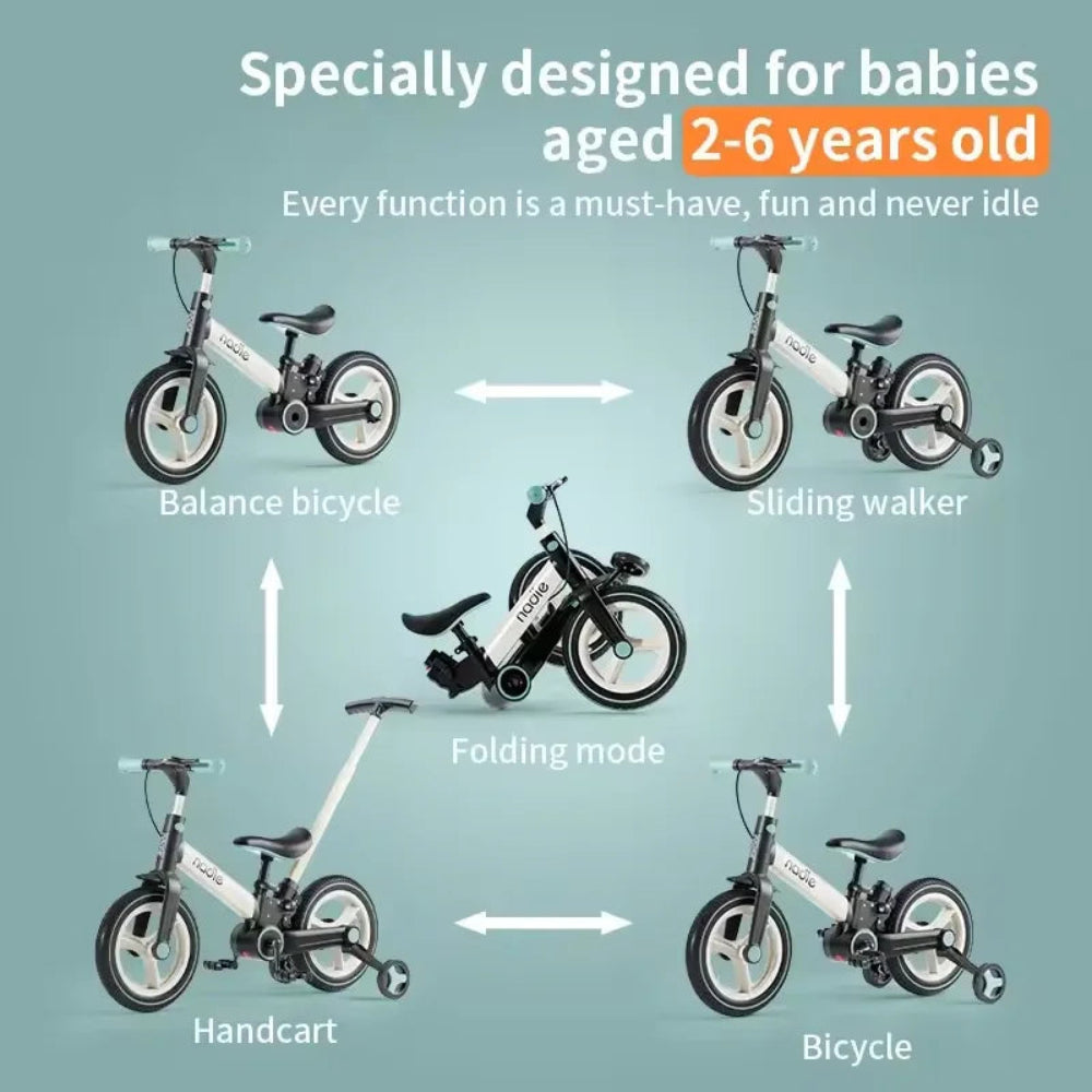 2-in-1 kids balance and pedal bike. Lightweight, foldable, and safe with dual brakes—perfect for ages 1–6 to learn balance and ride with confidence.