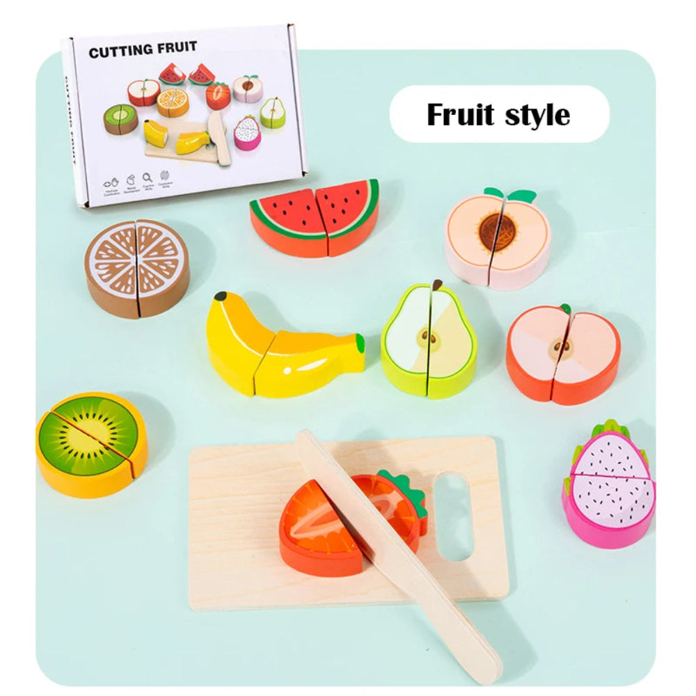 Wooden fruit cutting toy for kids. Safe, eco-friendly, and fun Montessori play that builds creativity, coordination, and healthy habits.