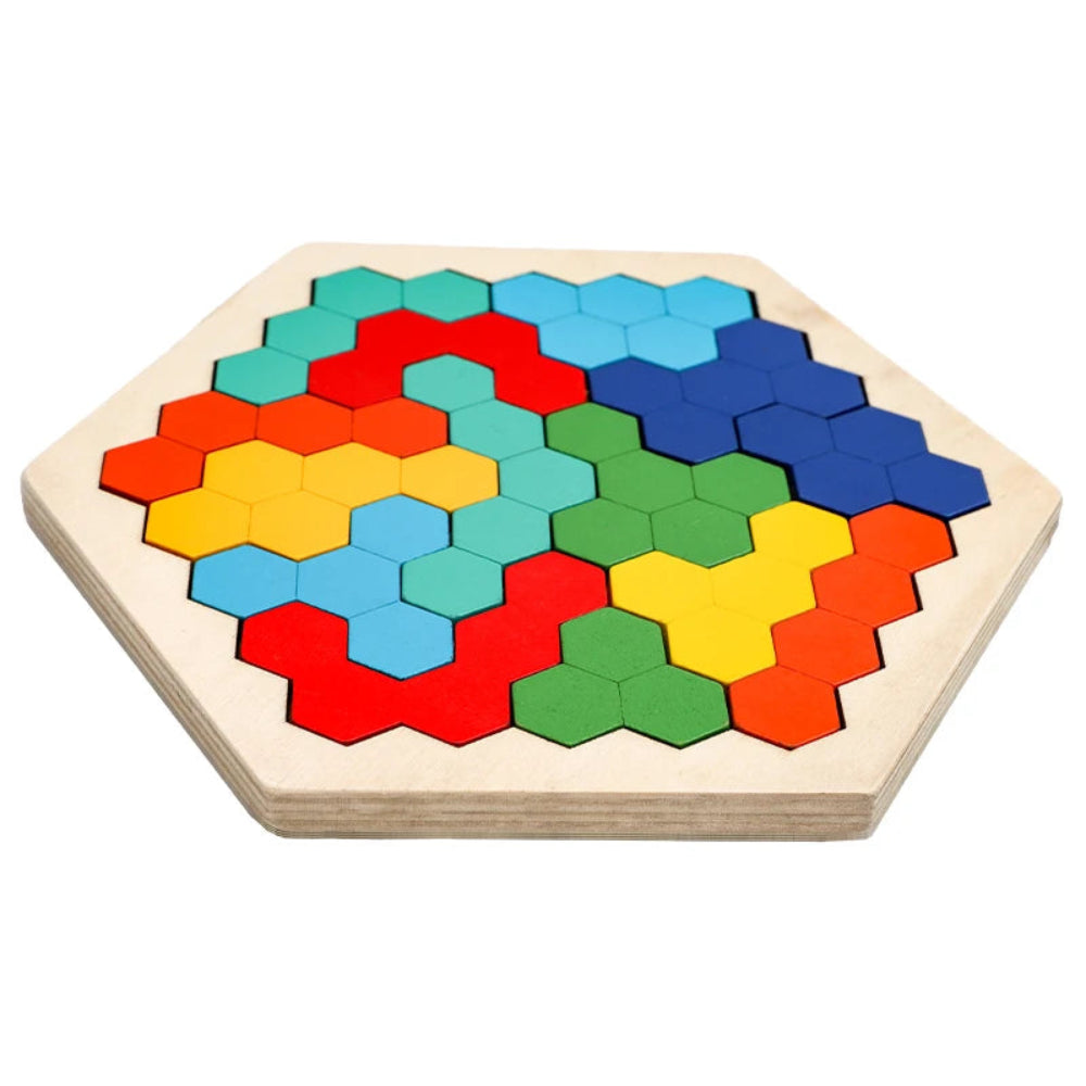 Colorful 3D Montessori wooden puzzle for kids. Safe, educational toy that develops logic, creativity, and fine motor skills through hands-on play.