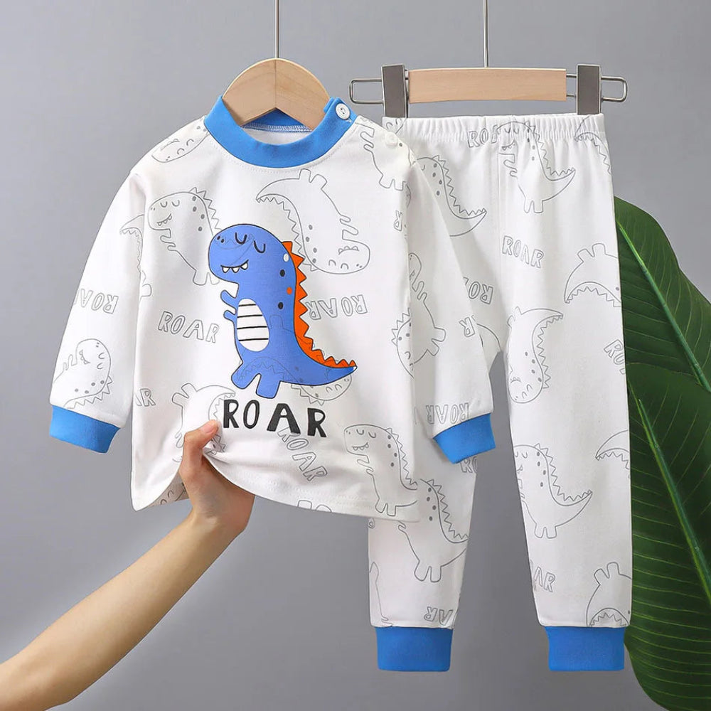 Soft cotton cartoon pajamas for boys and girls. Warm, cozy, and breathable sleepwear perfect for autumn and winter nights.
