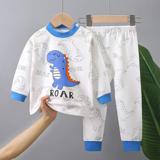 Soft cotton cartoon pajamas for boys and girls. Warm, cozy, and breathable sleepwear perfect for autumn and winter nights.