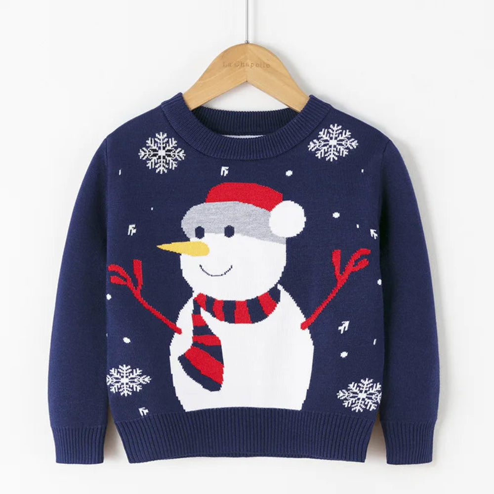 Cute cartoon Christmas sweater for kids. Soft, cozy, and breathable knit — perfect for winter warmth, playtime, and festive celebrations.