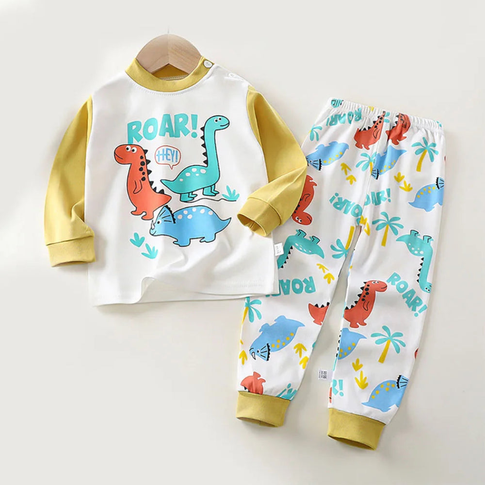 Soft cotton cartoon pajamas for boys and girls. Warm, cozy, and breathable sleepwear perfect for autumn and winter nights.