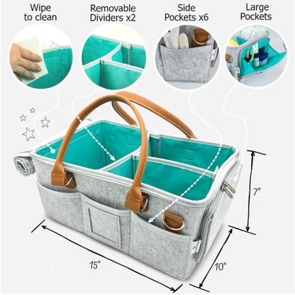 Spacious waterproof diaper storage bag. Lightweight, durable, and perfect for home, travel, or organizing baby essentials with ease.