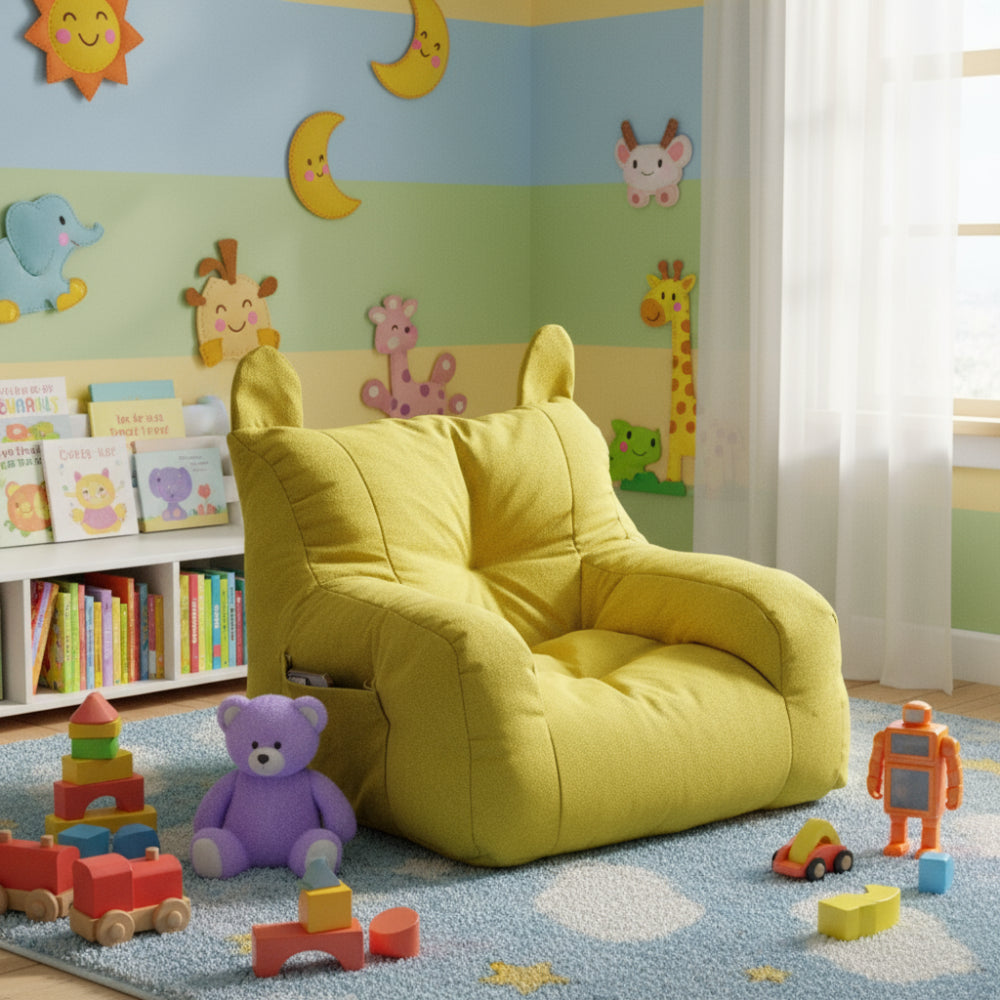 Cute montessori bear kids sofa chair. Soft, safe, and comfy seating for reading or playtime — perfect for cozy bedrooms, nurseries, and play corners.