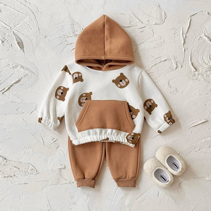 Adorable 2-piece bear winter outfit for babies. Soft, warm, and comfy set with hooded top and pants — perfect for cozy everyday wear.