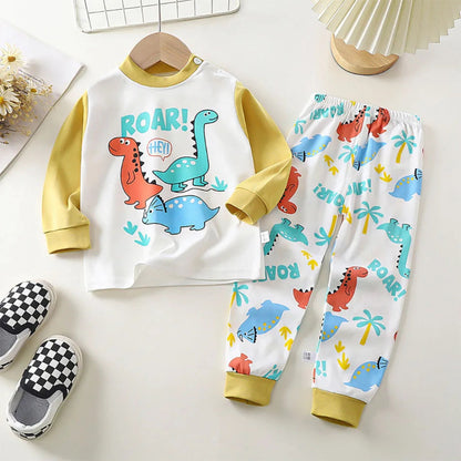 Soft cotton cartoon pajamas for boys and girls. Warm, cozy, and breathable sleepwear perfect for autumn and winter nights.