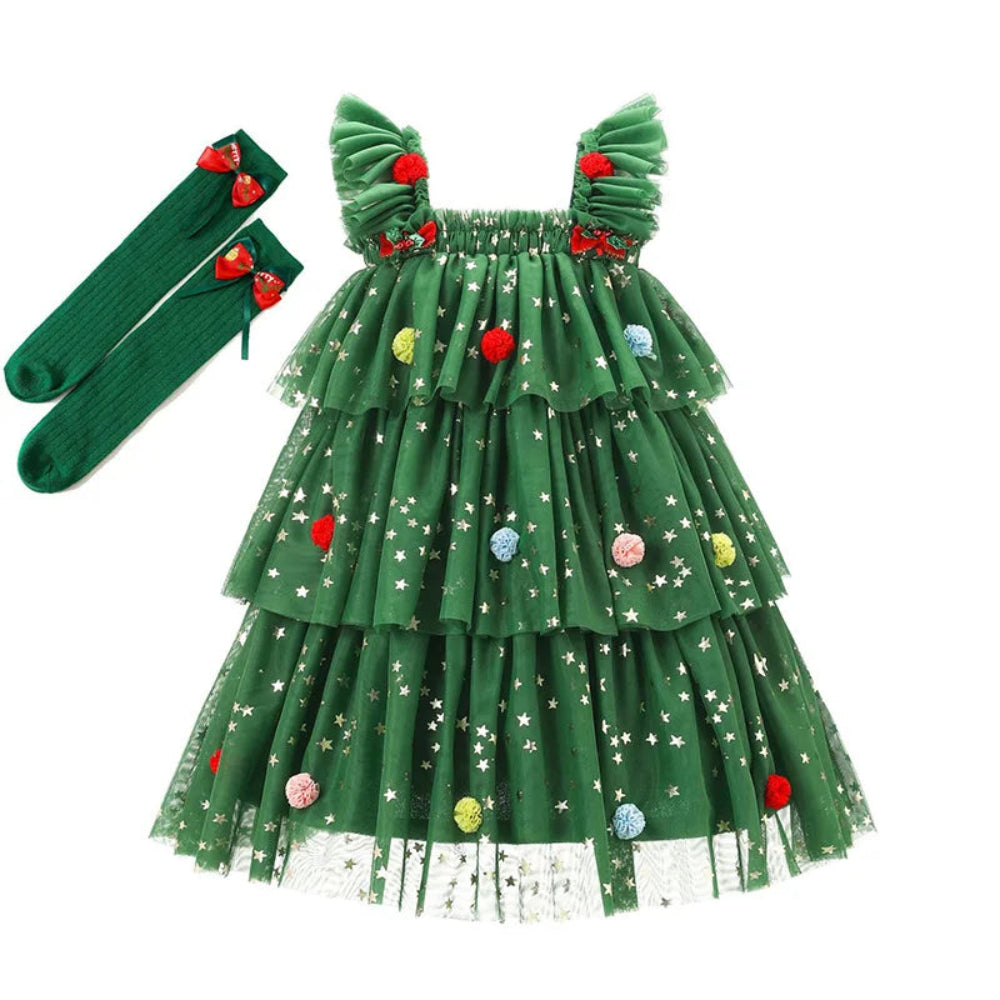 Adorable Christmas tree tutu dress for girls. Soft, festive, and comfy — perfect for holiday parties, photos, and magical family moments.