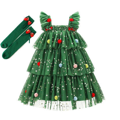 Adorable Christmas tree tutu dress for girls. Soft, festive, and comfy — perfect for holiday parties, photos, and magical family moments.