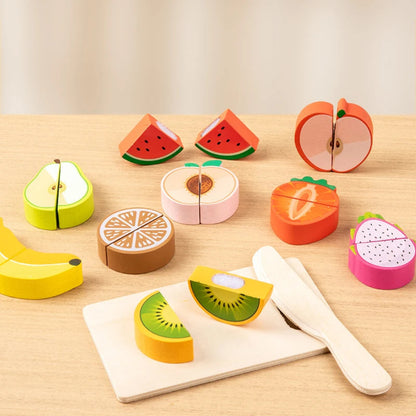 Wooden fruit cutting toy for kids. Safe, eco-friendly, and fun Montessori play that builds creativity, coordination, and healthy habits.