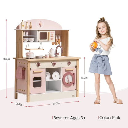 Realistic wooden play kitchen for kids. Safe, durable, and eco-friendly design that inspires creativity, learning, and imaginative play.