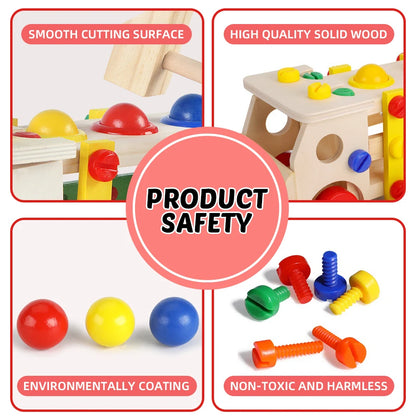 Wooden Screw Car Toys Montessori Toys Screws Nuts Assembly Disassembly Baby Puzzle Set Simulated Carpenter Building Tools Game