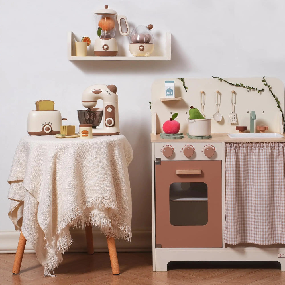 Safe and fun pretend play kitchen for kids. Realistic lights and sounds inspire creativity and learning with accessories.