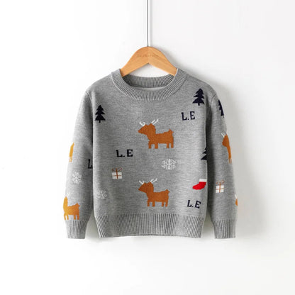 Cute cartoon Christmas sweater for kids. Soft, cozy, and breathable knit — perfect for winter warmth, playtime, and festive celebrations.