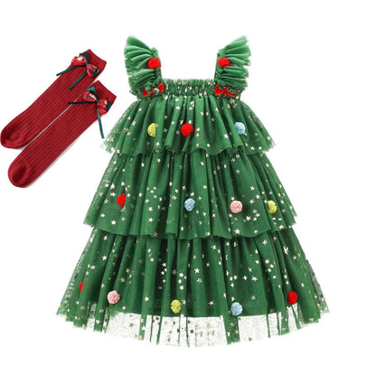 Adorable Christmas tree tutu dress for girls. Soft, festive, and comfy — perfect for holiday parties, photos, and magical family moments.