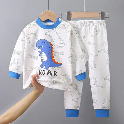 Soft cotton cartoon pajamas for boys and girls. Warm, cozy, and breathable sleepwear perfect for autumn and winter nights.