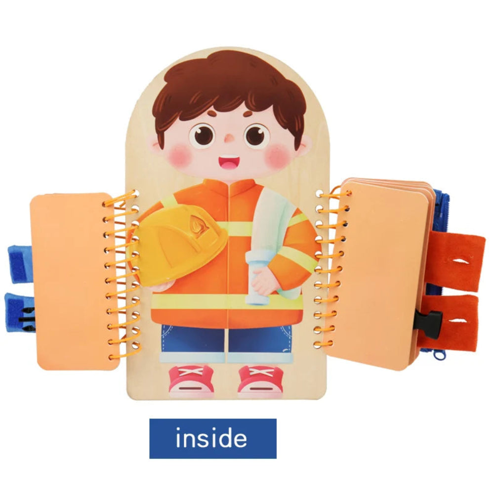 Wooden Montessori busy board with multi-layer sensory activities. Builds fine motor skills, logic, and focus. Safe, durable, and perfect for toddlers.