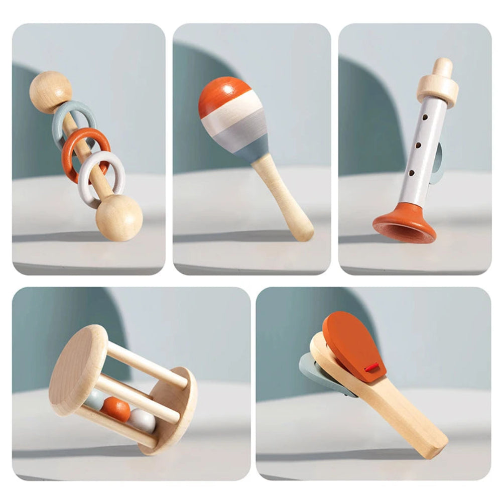 Wooden Montessori musical toy set for kids. Safe, non-toxic instruments that inspire rhythm, coordination, and early love for music.
