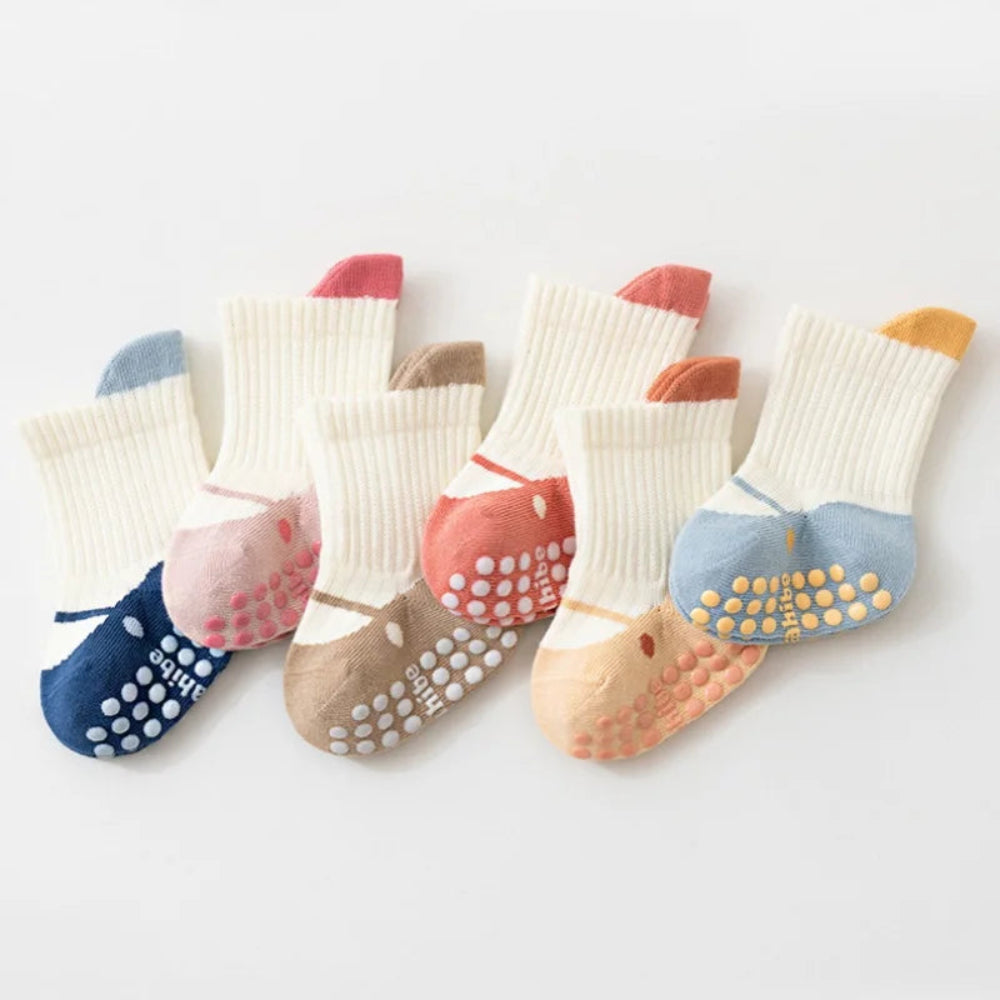 Soft cotton anti-slip socks for boys and girls. Safe, breathable, and comfy—perfect for playtime and daily wear all year round.