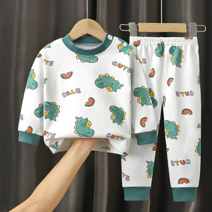 Soft cotton cartoon pajamas for boys and girls. Warm, cozy, and breathable sleepwear perfect for autumn and winter nights.