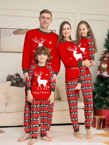 Santa & Reindeer Print Family Christmas Pajamas