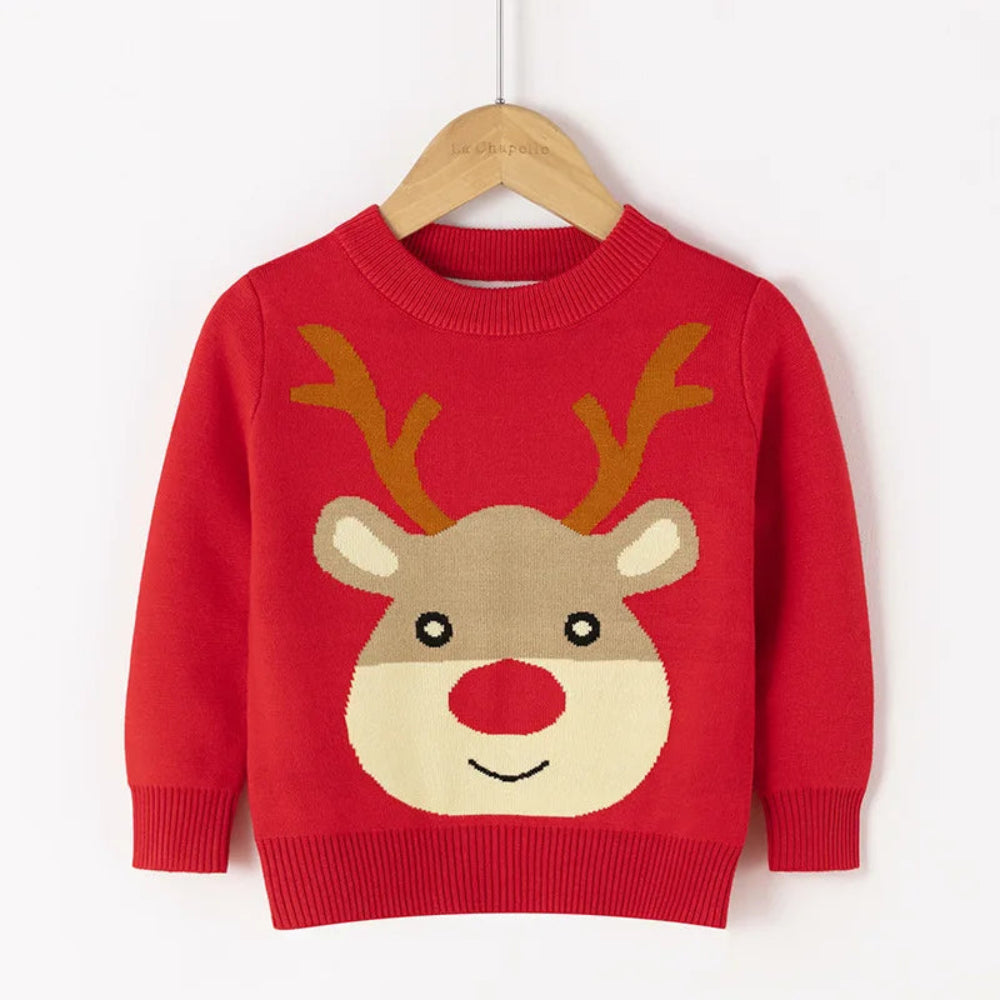 Cute cartoon Christmas sweater for kids. Soft, cozy, and breathable knit — perfect for winter warmth, playtime, and festive celebrations.