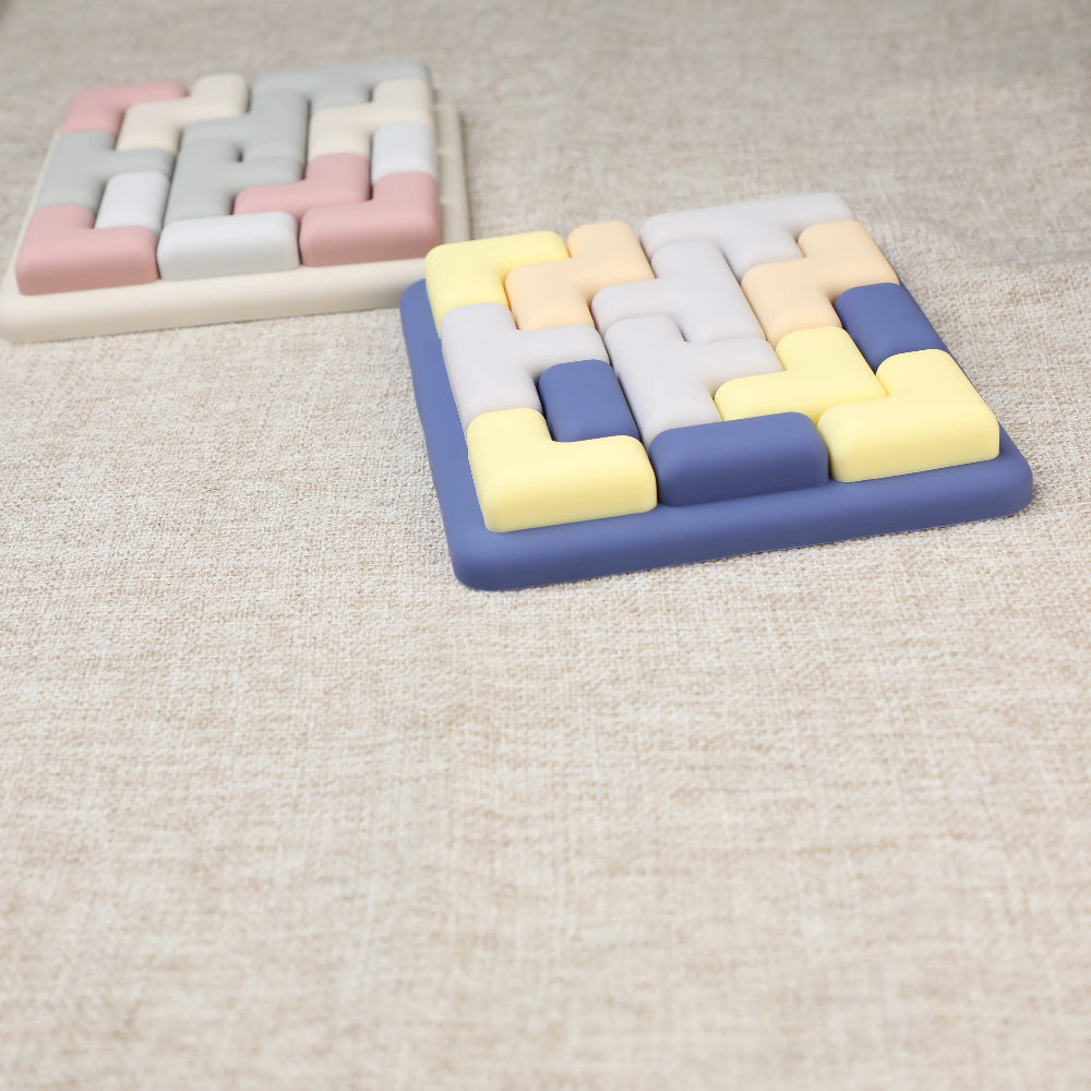 Soft silicone sensory puzzle toy for kids. Safe, fun, and educational tangram that boosts focus, logic, and relaxation through play.