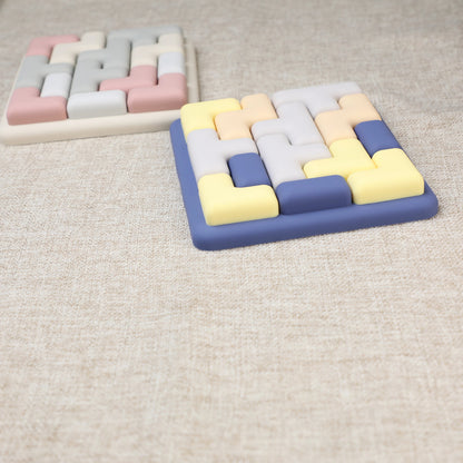 Soft silicone sensory puzzle toy for kids. Safe, fun, and educational tangram that boosts focus, logic, and relaxation through play.