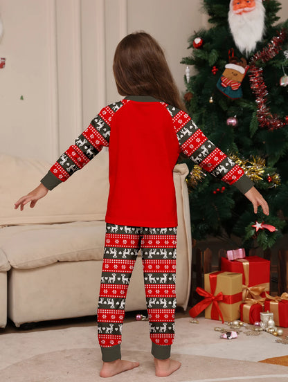 Santa & Reindeer Print Family Christmas Pajamas